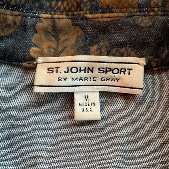 St. John Sport Floral Jacket Gray with Fall Colors - Picture 2 of 8